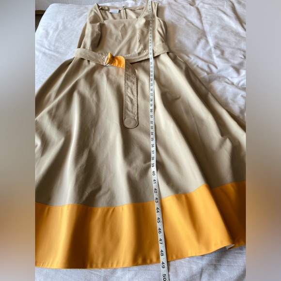 🆕 Akris Punto Beige/Orange Cotton Colorblock Midi Dress - Picture 8 of 15